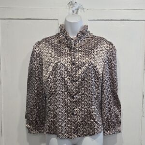 LAPIS RUFFLE NECK BLOUSE.   #7229